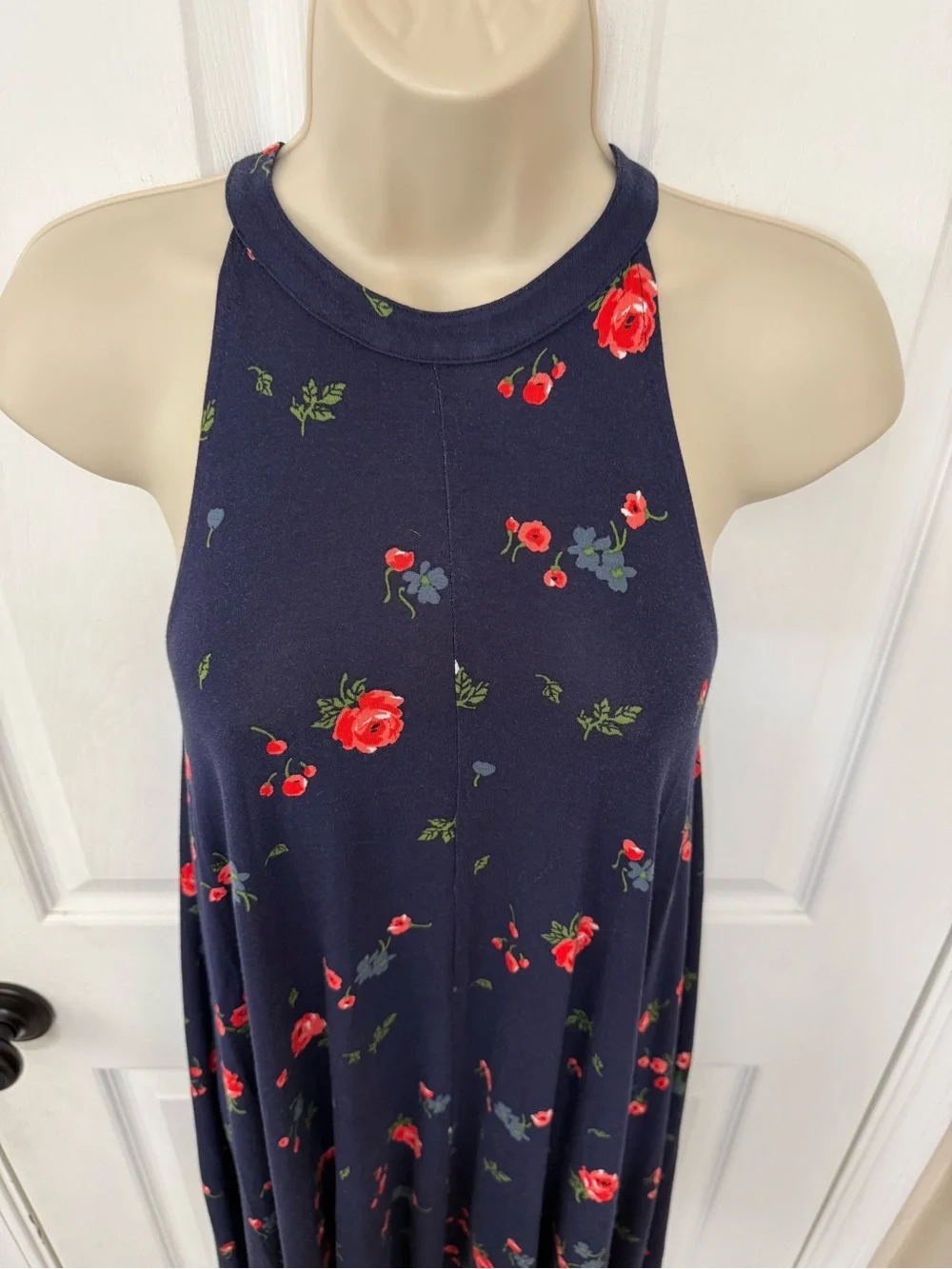 Tucker Tate Floral Swing Dress Girls XL 14/16 Navy Sleeveless Boho